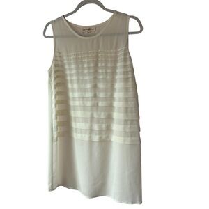 Altar’d State Sz XL Ivory Sheer Tank Top  pleats in front luxury elegant chic